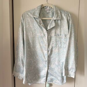 Miss Elaine Paisley & Lace Long Pajama Set in Size Large